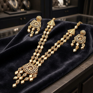 Venta al por mayor de moda 14K 18K 24K chapado en oro conjunto de joyas, formando conjunto de joyería larga, joyería tradicional, joyería llena de oro de latón. - Product Image 2