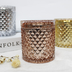 FengJun — bougie vintage en cristal gaufré multi-couleurs, pot de bonbons avec couvercle en verre, porte-bougie décorative - Product Image 4
