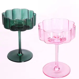 Fabriek Groothandel Decoratieve Creatieve Bloemblad Vorm Glas Coupe Bruiloft Vintage Bloemblad Vorm Glaswerk