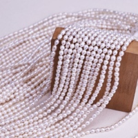 Perles d'eau douce ovales de qualité A, couleur crème, 5-5,5 mm, en fil, matériau semi-finis pour la création de bijoux faits main
