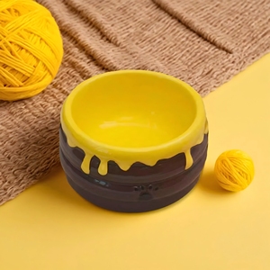 Honey Pot Shape Cute Ceramic Bowl Ceramic Slow <b>Feeder</b> Bowl for Pets Anti-Chok <b>Cat</b> Food and Water Dish with Neck Protection - Product Image 3