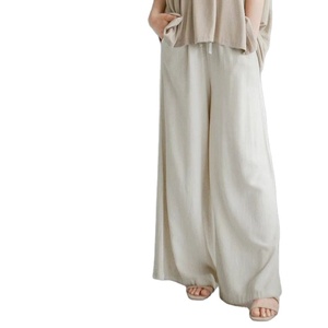 <span class=keywords><strong>Pantaloni</strong></span> Larghi Estivi in Canapa da <span class=keywords><strong>Donna</strong></span> con Coulisse in Vita, Casual, Stile <span class=keywords><strong>Lino</strong></span> Naturale, per Vacanze e Resort - Product Image 4