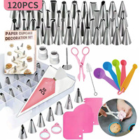 Ensemble de 120 douilles de décoration de gâteaux, cuillères doseuses et kit de pâtisserie pour la décoration de biscuits et crèmes, avec boîte de rangement colorée – Vente directe usine