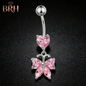 <span class=keywords><strong>Piercing</strong></span> all'<span class=keywords><strong>Ombelico</strong></span> di Alta Qualità in Acciaio Inossidabile con Cuore e <span class=keywords><strong>Farfalla</strong></span> in Zirconia - Product Image 6