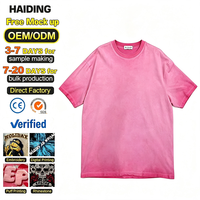 Camiseta Urbana Unisex de Talla Grande, Personalizable con Logotipo, Estampado Degradado, Lavado, Jersey Grueso, Ecológica y Transpirable