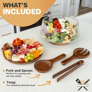 Set di Ciotole Grandi in <span class=keywords><strong>Vetro</strong></span> con Coperchio per Insalata, Tagliere per Formaggi e Salumi |   Fabbrica Homex_BSCI - Product Image 2