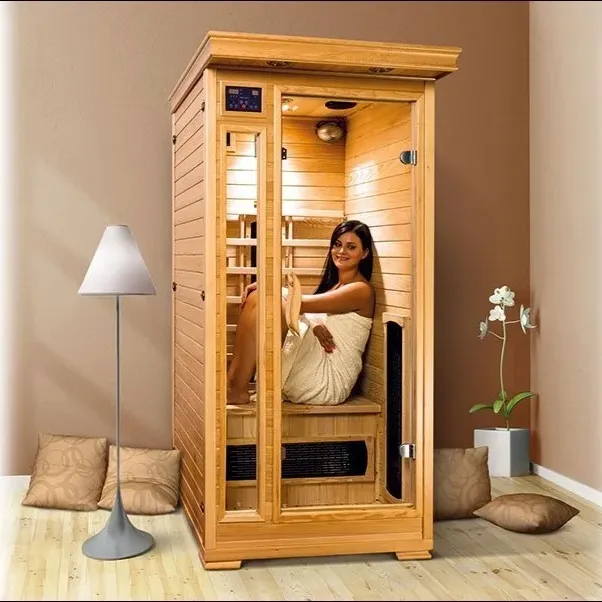 Modernes Design 1 Person Verwenden Sie Massivholz Hemlock Sauna Fern infrarot Sauna raum mit LED Lese lampe