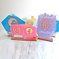 Signe de table en acrylique CUSTOM Social Media Face Book Ins logo Plaque Stand Scanning QR Code Card Holder Display Business Sign STAND