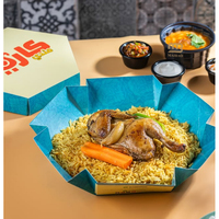Aliments halal jetables boîte de riz arabe à emporter boîte à lunch mandi de poulet à tartiner pliable personnalisée boîte à repas halal d'emballage kabsa arabe