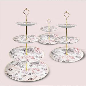 JINTCH Vente en gros de vaisselle en porcelaine osseuse rose à motifs pour mariage, assiette de service, <span class=keywords><strong>location</strong></span> d'événements, ensemble de vaisselle en céramique, ensemble de vaisselle de table - Product Image 4