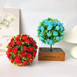 Rosa Artificial de Tallo Único con Base de Espiga para Decoración Floral en Jardín, Césped, Navidad, Mesa de Boda - Product Image 1