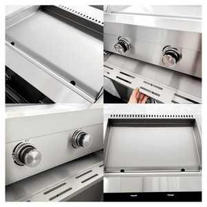 Grill Teppanyaki encastrable haut de gamme en acier inoxydable à 2 brûleurs pour cuisine extérieure, idéal pour les fêtes et la cuisson en extérieur à domicile - Product Image 4