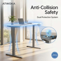 Bureau debout électrique réglable en hauteur ATWOKA avec système de sécurité anti-collision pour postes de travail de bureau