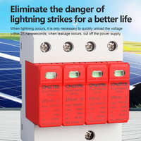 Protector Contra Sobretensiones LONG TAI SPD-40 T2 4P DC, Protección Contra Rayos 2.4kV, Nivel de Protección 20kA-40kA, 1000VDC, Carcasa Roja y Blanca, Solar Fotovoltaico