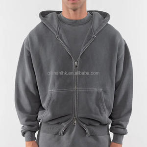 Sweat à capuche zippé lourd 100% coton Design personnalisé Streetwear Hoodie Fabricant French Terry Sweat à capuche zippé surdimensionné - Product Image 1