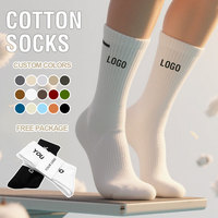 Kaos Kaki Pria 100% Katun Musim Gugur dengan Logo di Bagian Bawah - Bernapas, Sporty, Cocok untuk Gym (Paket Gratis)
