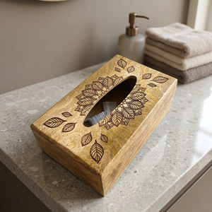 Boîte à mouchoirs en bois faite à la main, porte-mouchoirs en bois massif, étui à serviettes rustique pour la maison, le bureau, l'hôtel, la décoration de table de restaurant - Product Image 1