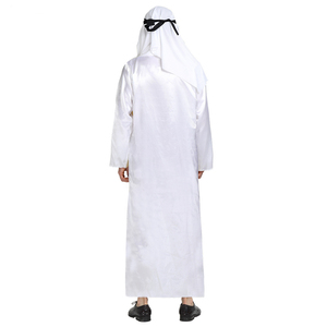 Costume da Sceicco Arabo per Halloween e Carnevale, Abbigliamento Musulmano Unisex per Bambini, Bianco Puro, Medio Oriente Dubai, in Poliestere - Product Image 3