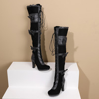 Bottes victoriennes rétro pour femmes - Bottes à talons hauts Renaissance faites à la main avec fermeture éclair latérale, nœud et lacets