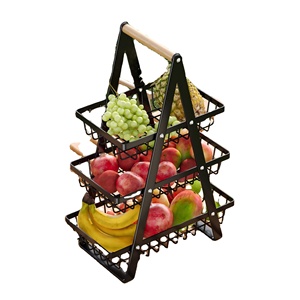 3-Tier Countertop Metal Fruit Bowle <b>Basket</b> for Fruits <b>Vegetable</b> Snacks, Detachable Rectangle <b>Storage</b> <b>Basket</b> for Outdoor Picnic - Product Image 1