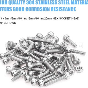 Baiguluo M3 Hex Socket Head Cap Screws Nuts Kit 304 Stainless Steel 360pcs DIN912 Grade A Durable - Product Image 5