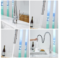 Robinet de cuisine moderne en or brossé avec douchette extractible et flexible pour évier