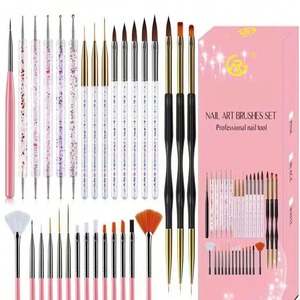Ensemble de 31 pinceaux professionnels pour nail art, poils synthétiques Kolinsky, nylon acrylique, kit de manucure avec boîte - Product Image 1