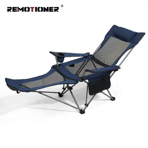 Tragbarer klappbarer Strandkorb Camping Lounge Chair mit Fuß stütze Kopfstütze Aufbewahrung tasche