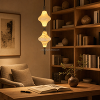 Lustre en albâtre espagnol à hauteur réglable, LED, en acier inoxydable, pour chambre principale et bar, avec garantie de 2 ans