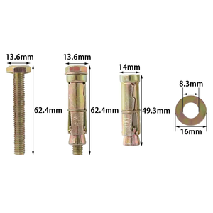Dispositivo di fissaggio in zinco M6 M8 M10 RAWL BOLTS-3Pcs/4 pz di espansione in calcestruzzo con ancoraggio a scoppio bullone - Product Image 1