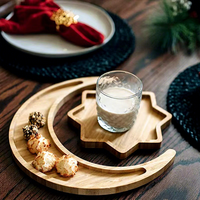 Assiette en bambou motif végétal créatif style campagnard forme irrégulière technique pigmentée pour service de table de fête Marque MOFITOS