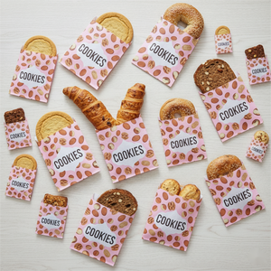 Enten Hot Sale Custom Logo Pink <b>Biodegradable</b> Greaseproof Kraft <b>Paper</b> Bag for Mini Donut Cookies Chocolate Packaging - Product Image 5