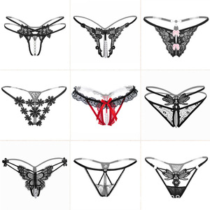 String sexy en dentelle pour femme, entrejambe ouvert, transparent, avec broderie, pour les boîtes de nuit, été 2022, style SM - Product Image 1
