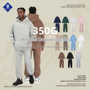 Conjunto de Sudadera con Capucha Oversize Estilo Americano Vintage de Poliéster/Algodón con Forro Térmico de Forro Polar, Holgado, Estilo Urbano Chic, Colección Otoño/Invierno 2025 - Product Image 2