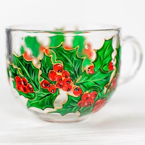 Taza <span class=keywords><strong>de</strong></span> Vidrio con Nombre Personalizado y Diseño <span class=keywords><strong>de</strong></span> Flores Pintadas a Mano, Apta para Lavavajillas y Microondas, Regalo <span class=keywords><strong>de</strong></span> Cumpleaños - Product Image 6