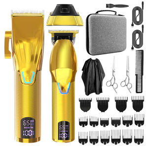 Machine à raser professionnelle affichage LCD homme tondeuse à cheveux sans fil 2 pièces ensemble de toilettage pour hommes salon de coiffure - Product Image 2