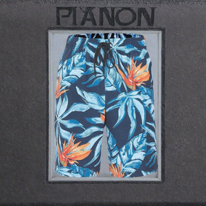 Men's Tropical Floral Print Quick Dry Board <b>Shorts</b> <b>With</b> Drawstring Closure Mid Waist Casual <b>Swimwear</b> - Product Image 4