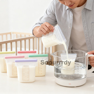 Bolsa de Almacenamiento de Leche Materna de Silicona Reutilizable con Logotipo Personalizado, Bolsa de Congelación de Leche Materna Doble Antiderrames, Bolsa de Almacenamiento de Leche Materna para Lactancia - Product Image 2