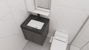 Factory Wholesale Small Wall Mounted <b>Bathroom</b> Vanity with <b>LED</b> Mirror and Ceramic Basin Modern Design for Hospital Apartment Use - Product Image 3