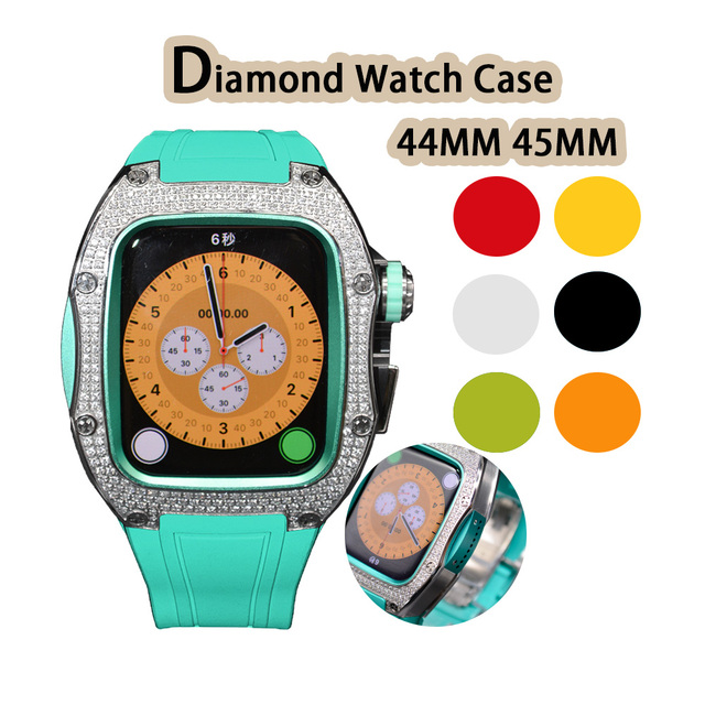 Top Diamond Watch Case Mod Kit 44MM 45MM I Watch Series 7 8 Stainless Steel Protective Cover