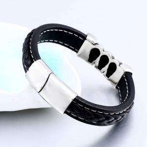 Edgy Retro Punk Skull Genuine <b>Leather</b> Adjustable <b>Bracelet</b> for Men 316L Stainless Steel Hypoallergenic Unisex Fashion Jewelry - Product Image 3