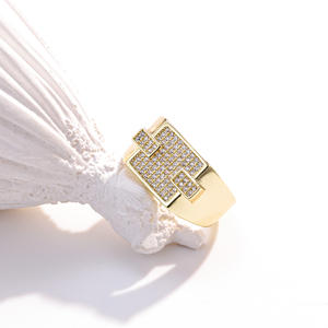 CM bijoux mode en gros haute qualité 14K plaqué <span class=keywords><strong>or</strong></span> zircone anneau Oro Laminado Anillos glace Hip Hop hommes mode anneaux - Product Image 2