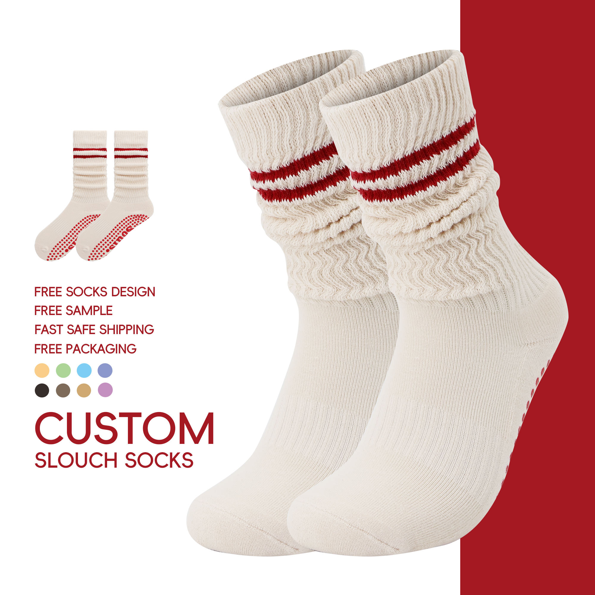 2025 Wholesale Bulk Ladies Colorful Embroidery Logo Scrunch Knit Socks Thick Long Women Slouch Socks for Adult