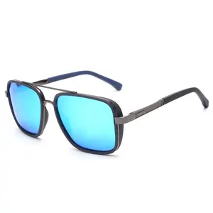 Vente en gros, fabrication de lunettes de soleil vintage pour hommes, lunettes de soleil de marque, verres colorés de luxe, nouveau design, lunettes de soleil personnalisées