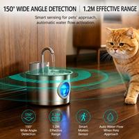 Meilleure fontaine à eau automatique moderne et durable pour animaux de compagnie, écologique, 3,2 L, en acier inoxydable, distributeur d'eau silencieux pour chat avec USB