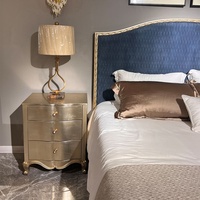 Meubles d'hôtel de luxe américains, style européen moderne rétro, lit king-size en tissu, bois massif sculpté, durable pour la chambre à coucher