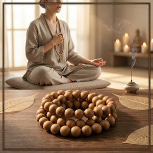 Perles de prière Mala en bois de santal japonais, bijoux en pierre ronde avec un parfum boisé doux pour les mariages, les fiançailles et les cadeaux - Unisexe - Product Image 2