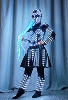 Costume de robot prédateur lumineux à LED RGB rechargeable avec télécommande pour femme, idéal pour les soirées en boîte de nuit, Halloween, le carnaval et les spectacles sur scène