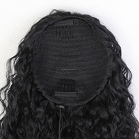 Queue de cheval élastique de 16 pouces, 195g, bouclée birmane, avec cordon de serrage, texture Yaki, fibre premium, extension de cheveux bouclée en spirale