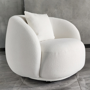 الشمال الحديثة أنيق الأبيض بوكل النسيج شبه دائرة منحني أثاث منزلي فاخر القمر شكل الأريكة المعيشة غرفة طقم أريكة - Product Image 3